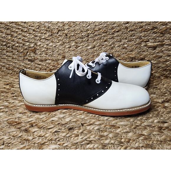 Kesco Classic White Black Lace-up Saddle Oxford Uniform Shoes Size 11.5 New! - Picture 7 of 11